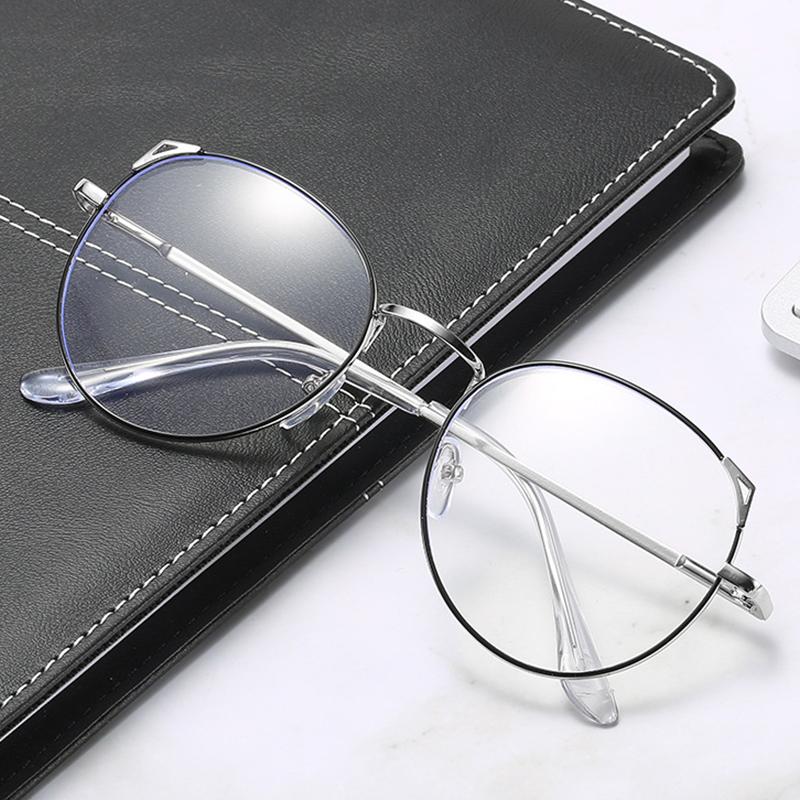 Cat Ear Shaped Myopia Glasses Anti -Blue Light Eyewear Oversized Round Metal Near Sight Glasses Diopter -0 .5 -1 .0 -1 .5 -2 .0 -6 .0