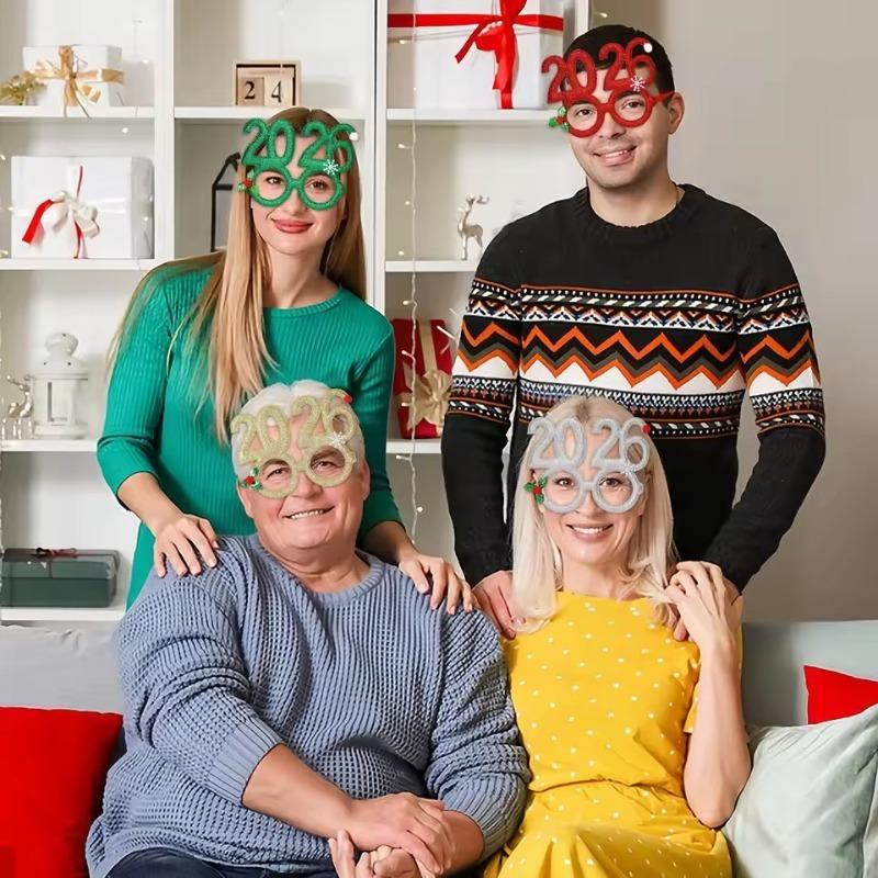 2026 Digital Funny Glasses - Christmas & New Year Creative Eye Wear, Party Decoration Photo Frame for Holiday Gatherings