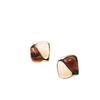 New Brown Beige Square Women's Stud Earrings Imitaiton Stone Exquisite Small Earrings for Girls Unusual Ear Jewelry