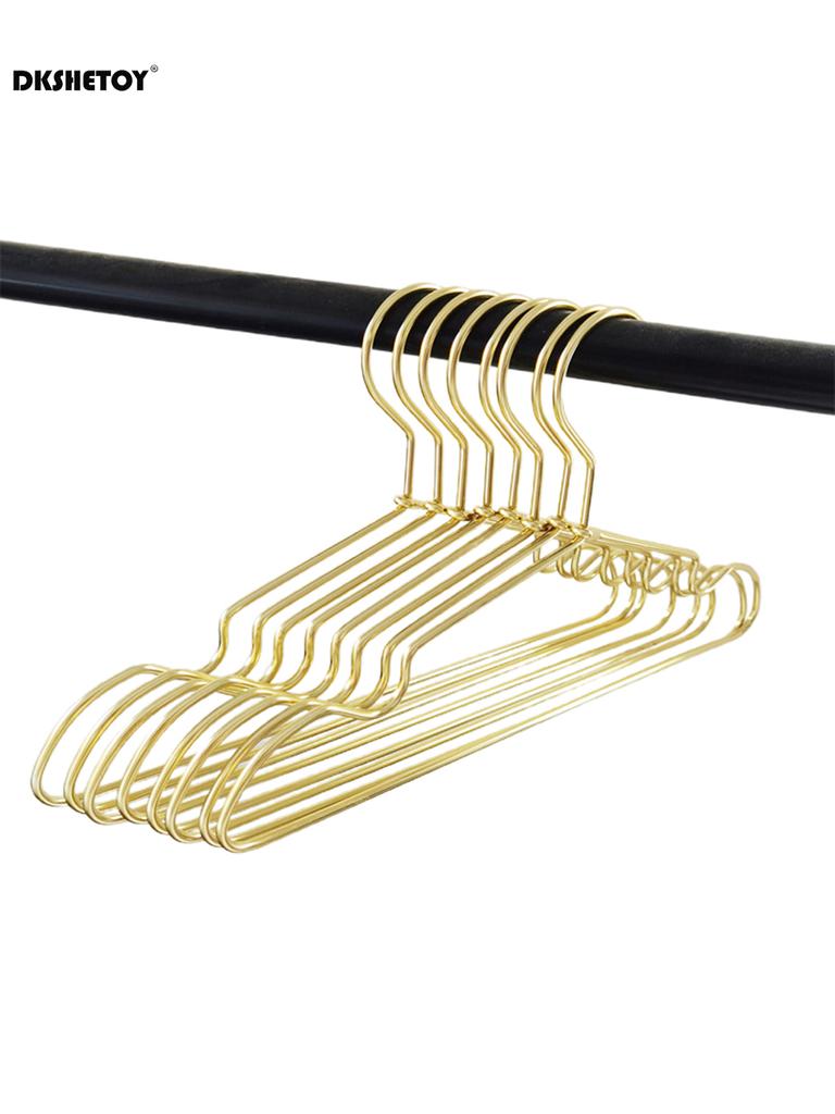 10pcs Silver/Gold Metal Clothes Hangers Aluminum Alloy Durable Clothes Hanger for Coats Skirts Pants Dress Hanging