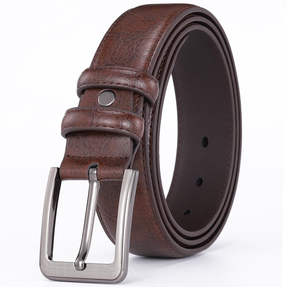 

Men s Genuine Leather Business Belt with Pin Buckle – Two-Layer Cowhide Fashion Accessory 120 cm