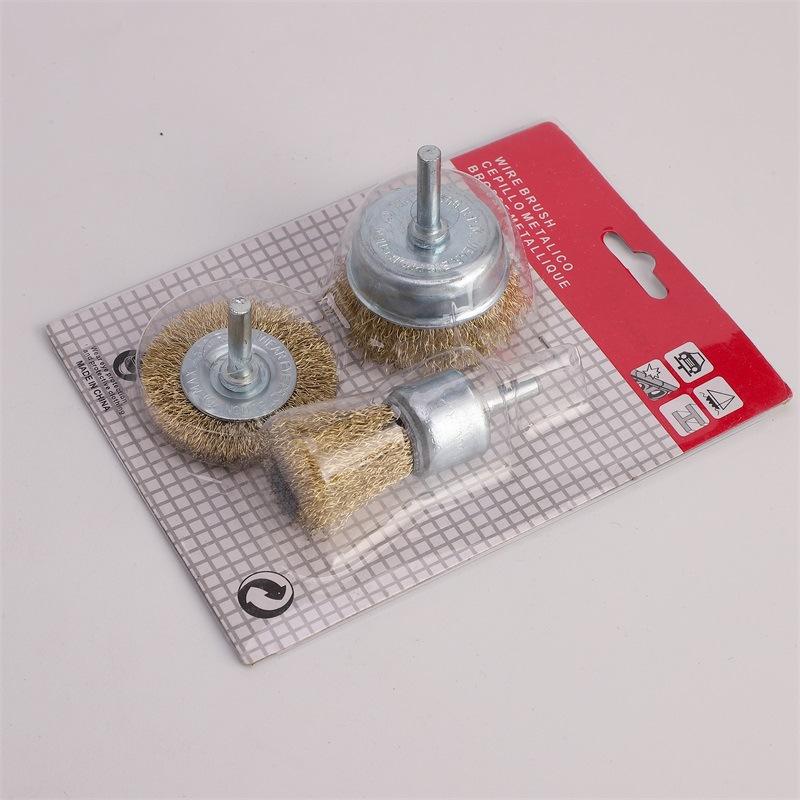 Steel Wire Brush Set with Handle for Rust Removal, Grinding, Polishing, and Deburring