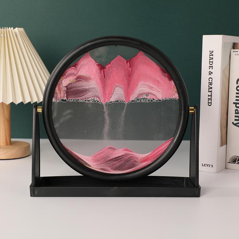 Rotatable Sandscape Moving Sand Art Picture Round Glass Deep Sea Quicksand 3D Hourglass Flowing Sand Painting Home Decor Gifts