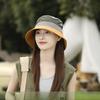 1Pcs Summer Color Block Sun Hat for Women UV Protection Breathable Fishing Camping Hiking Bucket Hat With Windproof Rope Caps