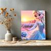 Blue Rose Sunset Elsa Pearl-Inlaid Frameless Art | Handmade Pearl Craft, Blue Rose Theme, for Soft Dreamy Home Decor & Gift Option