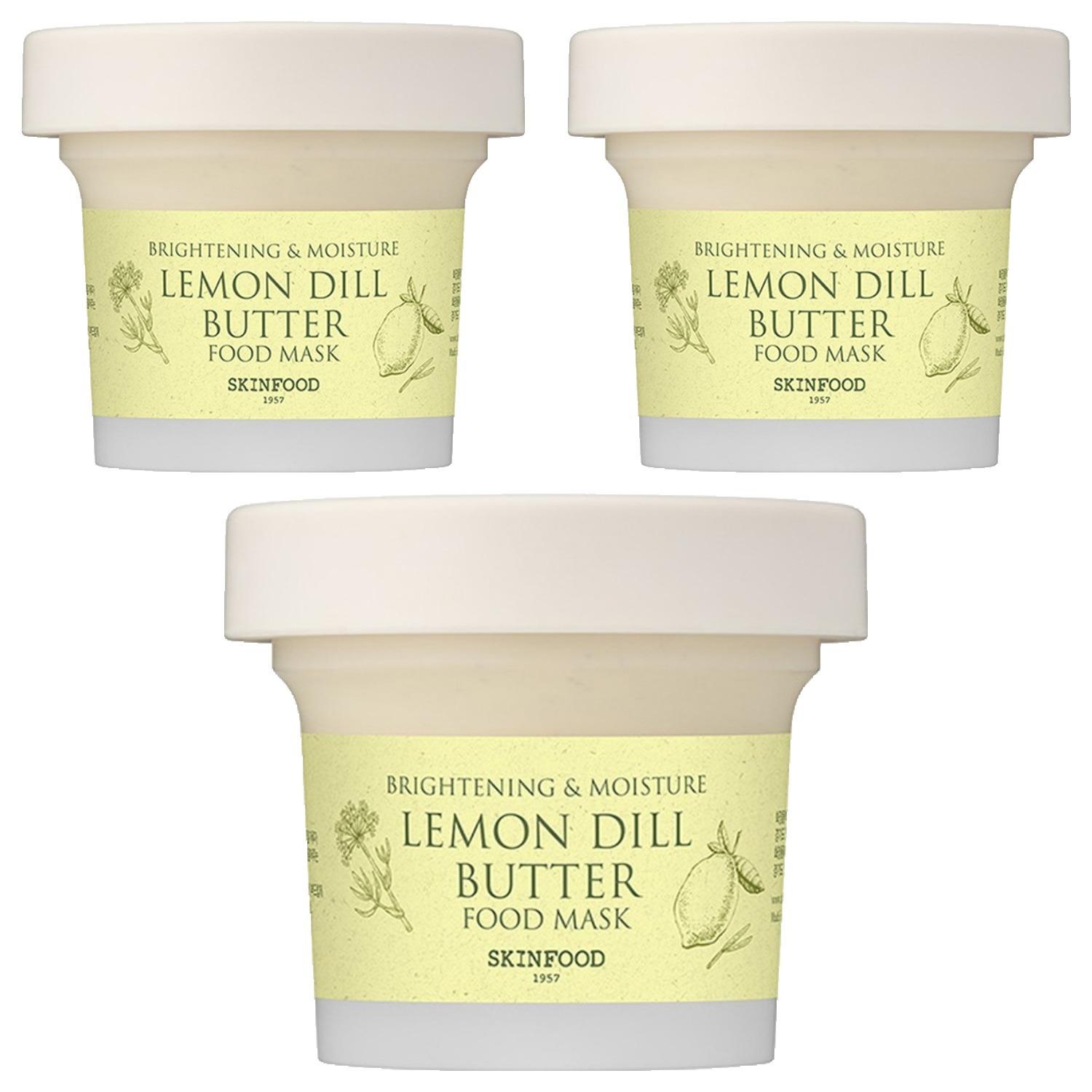 SKINFOOD Lemon Dill Butter Food Mask 120g (3-Pack) - Brightening & Nourishing Wash Off Mask - Radiant Korean Skincare Bundle