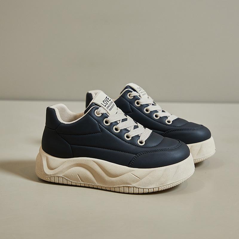 Spring White Shoes New Style Female Students' Height-enhancing Sports Shoes Trendy Casual Shoes Street Photography