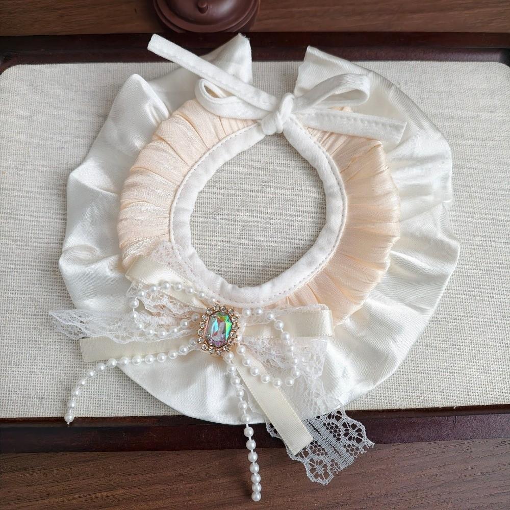 Pearl Bow Pet Bow Collar Hat Collar Set Pet Party Outfit Durable Pet Birthday Accessory Set Pet