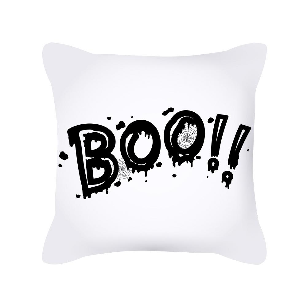 Nordic Black and White Halloween Cushion Letters Ghost Peach Skin Cushion Cartoon Home Cushion Cover