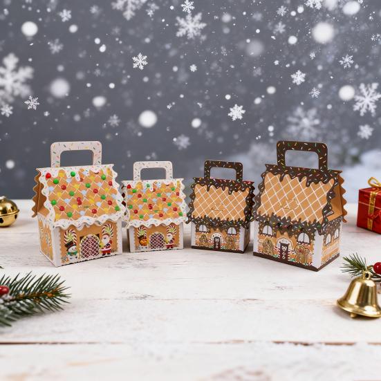 10Pcs Christmas Wonderland Cottage Gift Box Set Large 3D Pop-Up House Shaped Paper Candy Boxes Festive Holiday Party Favor Decor