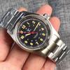 36mm Small Tandorio Pilot 20ATM Brushed Diving Military Sapphire Glass PT5000 NH35A Automatic Men's Watch Leather Strap Luminous
