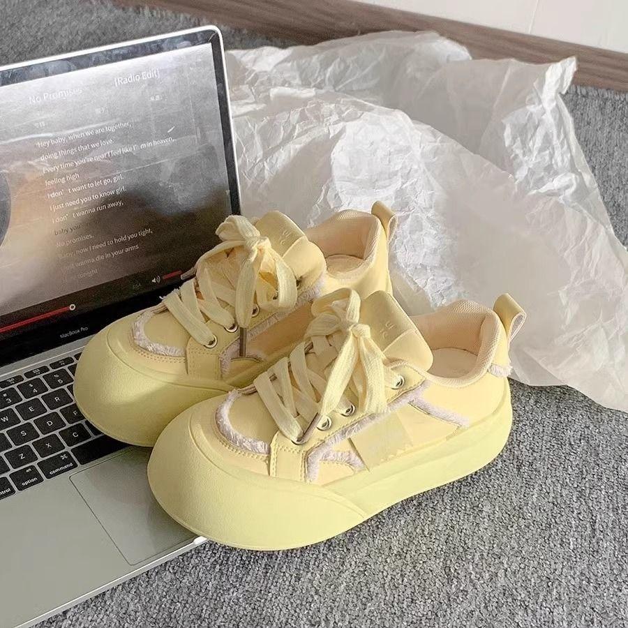 Campus style board shoes women's new spring and summer versatile platform niche bread shoes heightening single shoes women