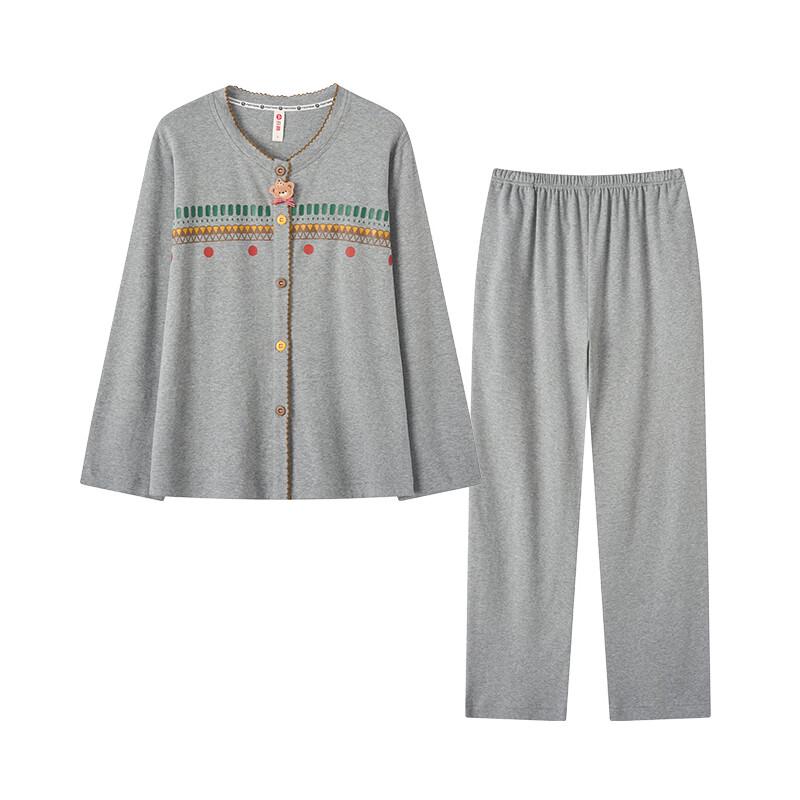 Fenteng Women's 100% Cotton Long Sleeve Fair Isle Pajama Set