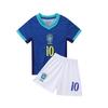 24-25 Brazil Away Blue No. 10 National Team Football Jersey Children's Clothing Children's Set Size 14-30