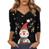 3/4 Sleeve Shirts For Women Print Christmas Tees Blouses Casual Plus Size Basic Tops Pullover