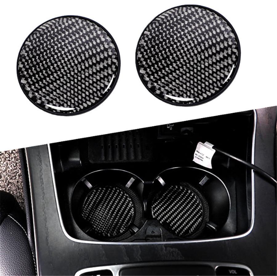 2Pcs Carbon Fiber PVC Car Cup Holder Pad Water Cup Slot Anti-slip Mat Universal
