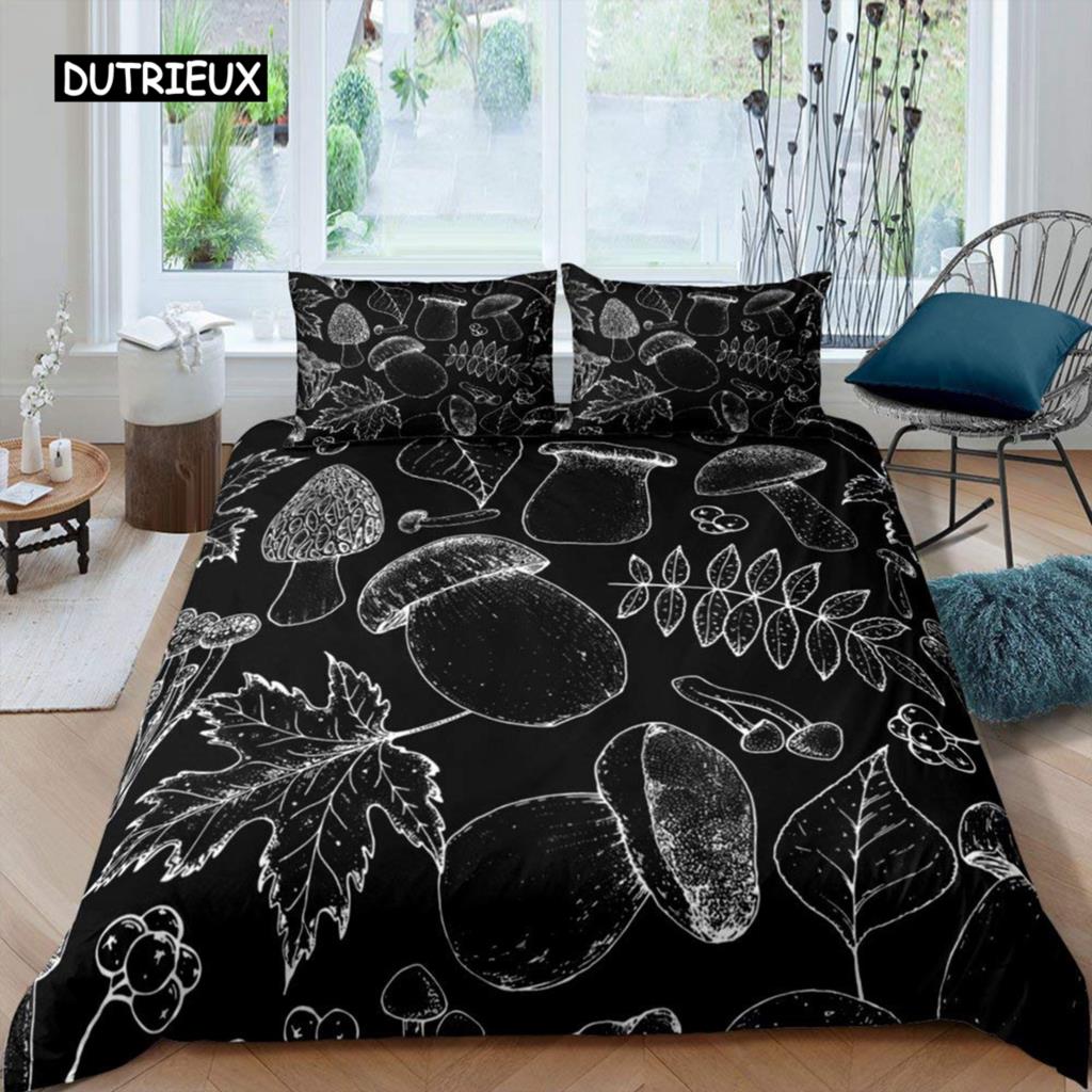 Mädchen Pilz Bettbezug Cartoon Bettbezug Twin Size Kawaii Bettwäsche Set Wild Garden Species Plant Polyester Quilt Cover