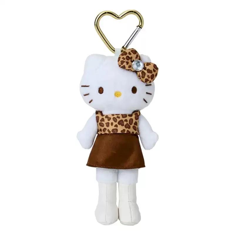 Long Leg Hello Kitty Leopard Print Black Skin Love Pendant Plush Doll Cute Schoolbag Keychain Charm Stuffed Toy Gift