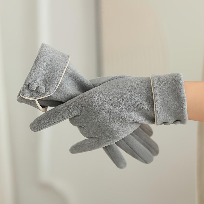 1 Pair of Warm Gloves Suitable for Women's Winter Fleece-Lined Windproof and Cold-Resistant Touchscreen Cycling Driving Fingerless Mittens
