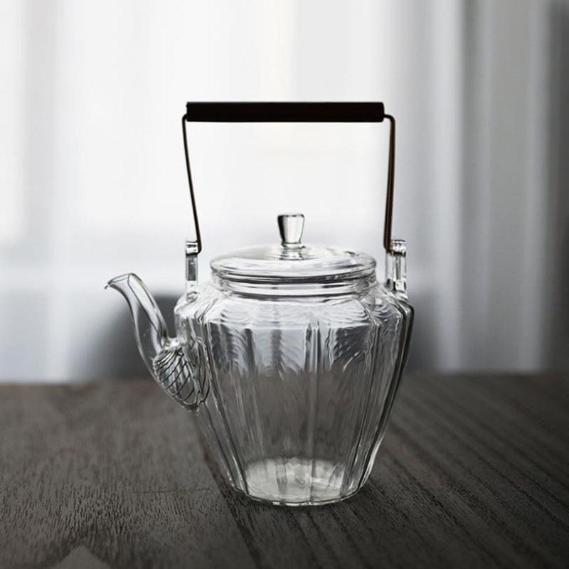 Borosilicate Glass & Purple Clay Teapot: Ideal for Boiling & Serving Tea | Household Tea Kettle Set