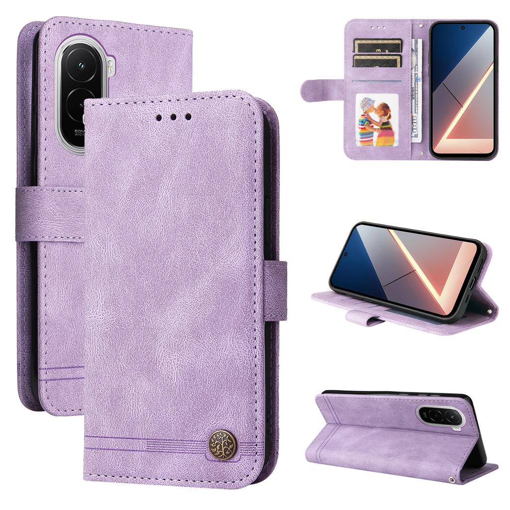 Для Xiaomi Poco M7 4G (169 мм) Кожаные чехлы-кошельки с приятным на ощупь покрытием, чехол-подставка для телефона с ремешком