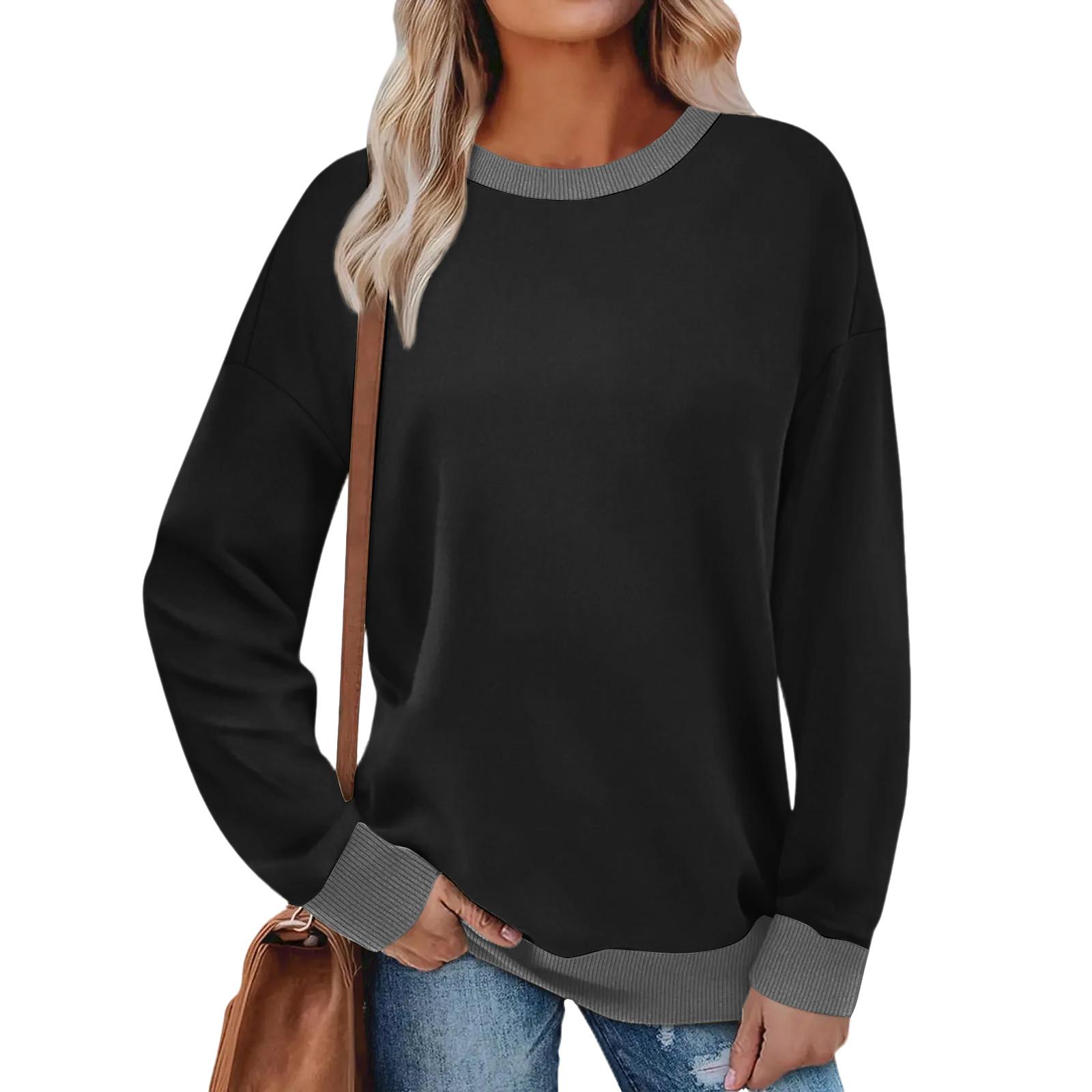 

Женская повседневная модная удобная толстовка-пуловер спортивная с длинным рукавом M чёрный