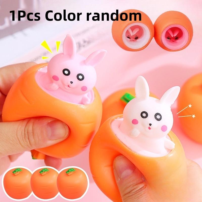 

Easter Carrot Rabbit Squeeze Telescopic Toy for Kids Creative Stress Relief Music Pinch Cup Radish Rabbit Children s Gift
