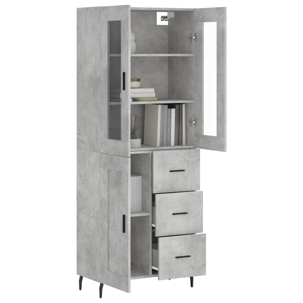 Highboard Concrete Grey 69.5 x 34 x 180 cm Engineered Wood