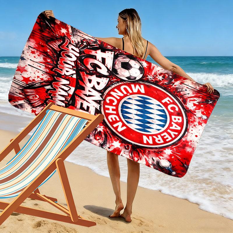 Custom Fc Bayern Munich Print Beach Towel, Large Soft Quick Dry Towel for Beach Camping Swimming