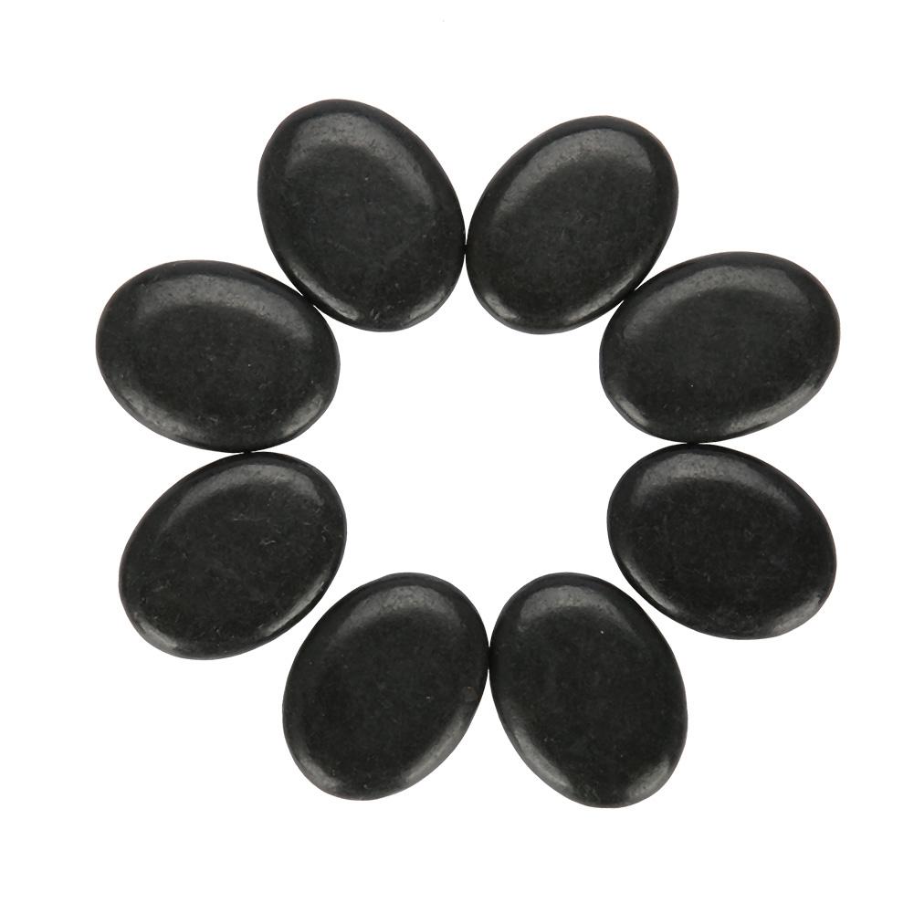 16Pcs/Box Hot Spa Black Basalt Circle Oval Shape Stone Essential Oil Volcanic Massage