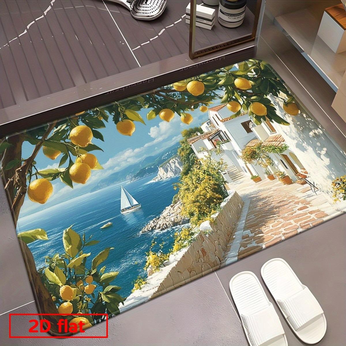 

1Pcs Anti Fatigue Kitchen Rugs, Lemon Trees Print Waterproof Non-Slip Thick Cushioned Kitchen Mat Heavy Duty Comfort Standing Mat for Kitchen 40*60cm