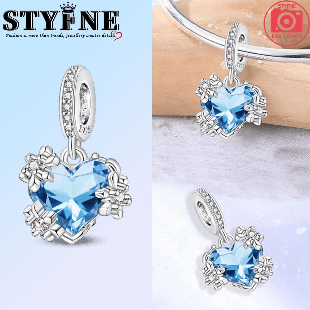 Charms Perles Flocon de Neige Bleu Cuivre Hiver Noël Ruban Convient Bracelet Original Collier Bijoux Fins Femmes Cadeaux Bricolage