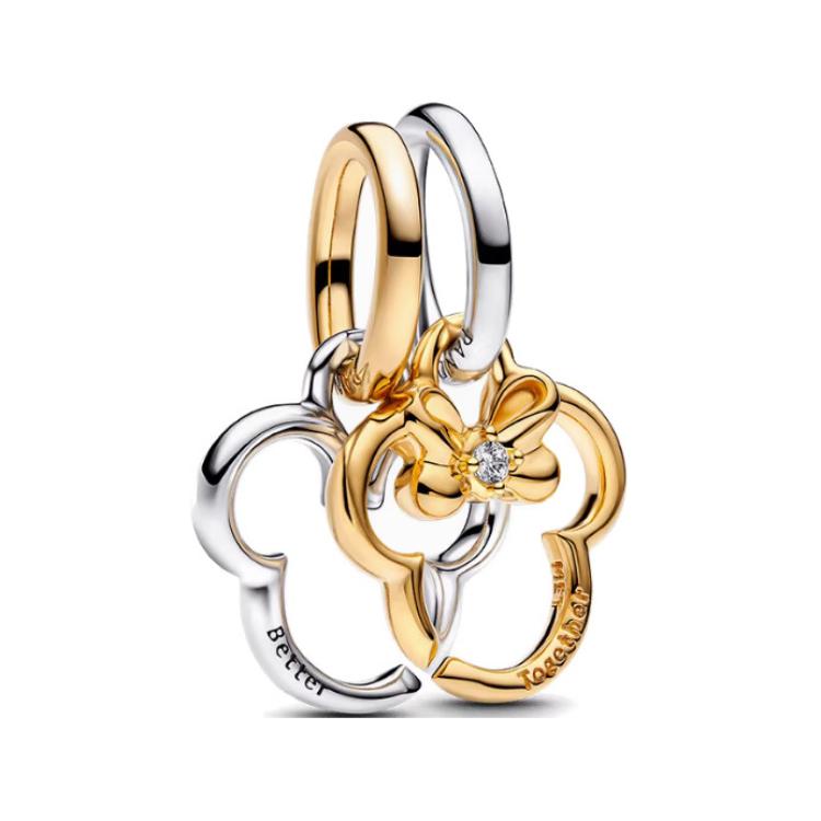Pandora Mickey And Minnie Hollow Design Pendant Women pendant Gold Silver 763650C01 Box