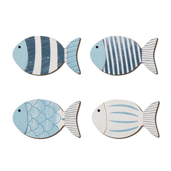 Wood Nautical Wall Decor Vintage Sailboat/Fish Wall Art Coastal Theme Wall Sculpture for Home Lake House Ocean Bathroom Decor