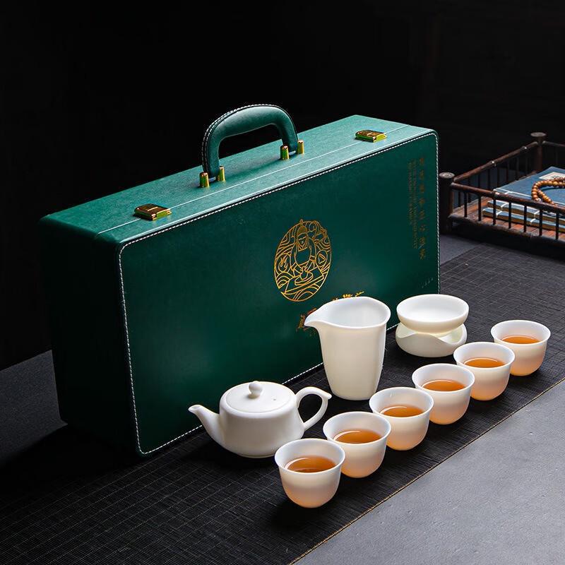 

JANLA Mutton-fat Jade White Porcelain Gongfu Tea Set