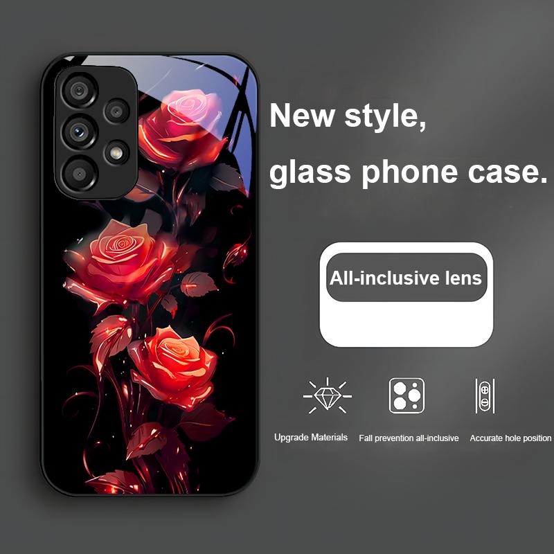 Brilliant Rose Blue For Samsung Galaxy Note 10 Plus S20 21 FE S23 Ultra S8 9 A70 72 73 50 51 52 53 Tempered Glass Phone Case