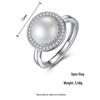 PAG&MAG Sterling Silver Pearl Ring with Micro-paved Zircon and 9-9.5mm Freshwater Pearl
