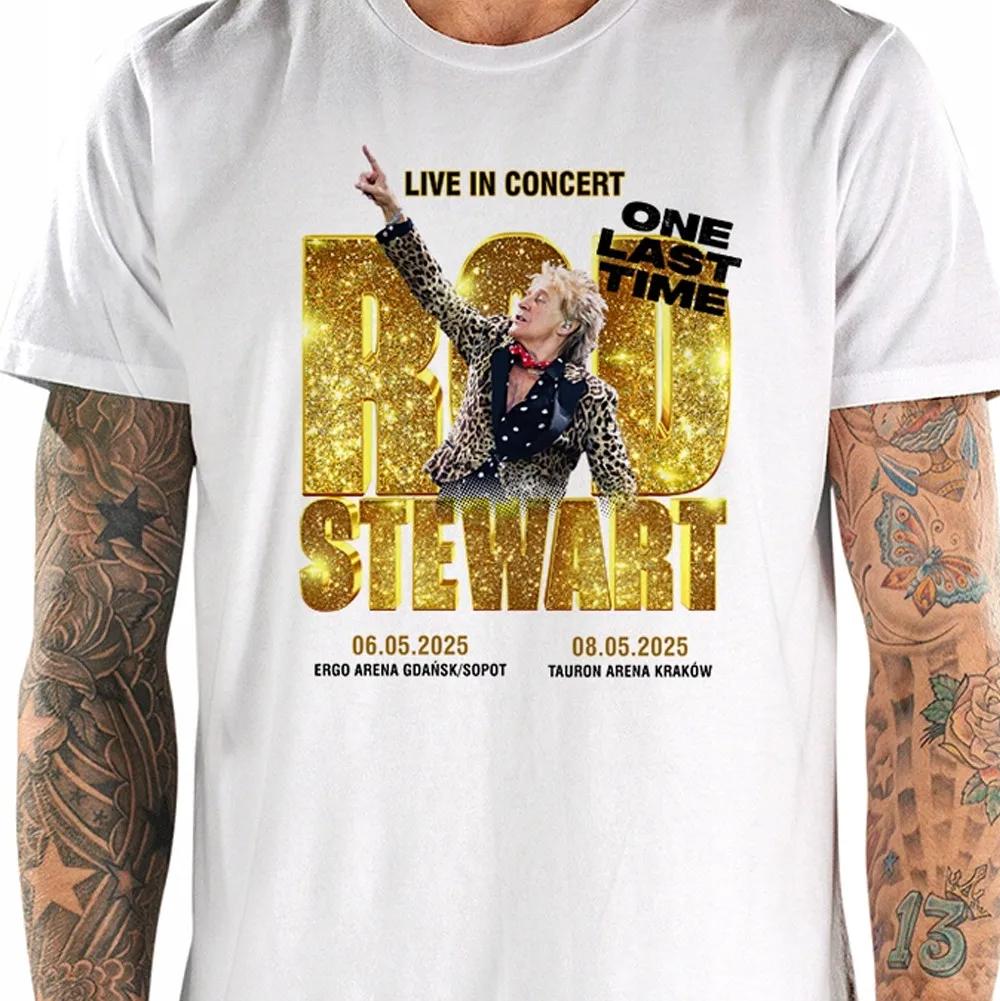 Rod Stewart 2025 Hot New White Tshirt Short Sleeve All Sizes