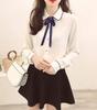 [PureAribon] Plus Size Office Lady Holiday Collection Blouse, TOKYO GOODS MARKET (White/Blue Ribbon, 4XL)