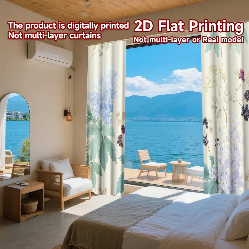 Set Of 2 Flat Printing Curtains Without Rod Floral Watercolor Design Women Is Day Festival Creative Fabric Curtain Polyester