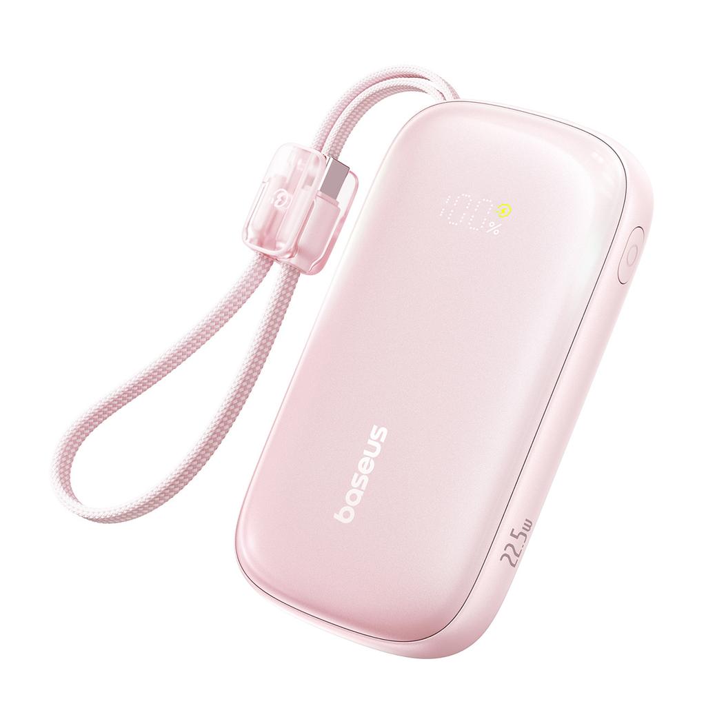 Powerbank 20000mAh 22.5W with display and cable EnerFill FC21 Qpow 3 Ultra - pink