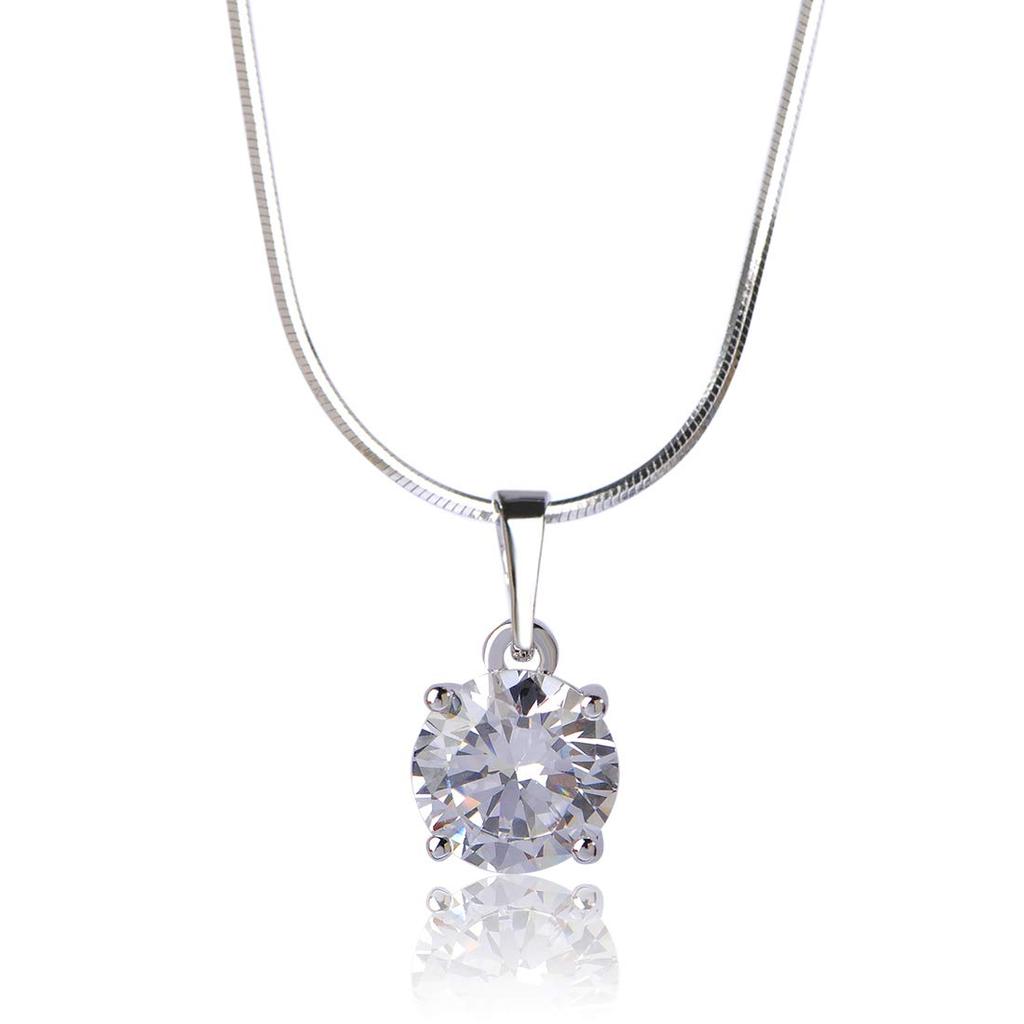 MECHOSEN Crystal Accessory Set: Necklace + Earrings (2-piece Set) - Brass Earrings, Single Stone Pendant, Formal Necklace, Stylish, Sparkling Jewelry