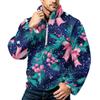 Men's Christmas Print Zip-Up Sweatshirt with Stand Collar, Plus Size Flannel Top for Fall Winter