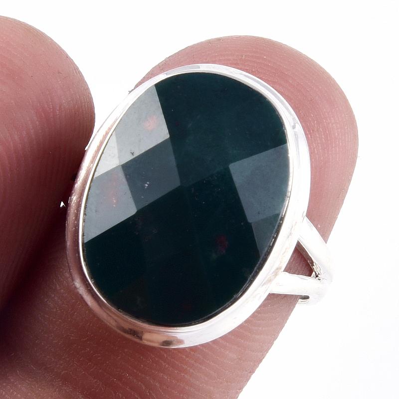 

Natural Bloodstone Gemstone Handmade 925 Sterling Silver Jewelry Ring S.7 g6L98