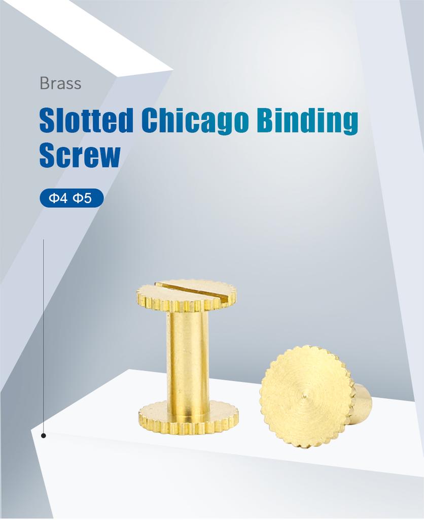 NINDEJIN 20pcs Brass Chicago Binding Screw M4 M5 Copper Chicago Button Post Rivets Screw for Leather Saddles Purses Belt Repair