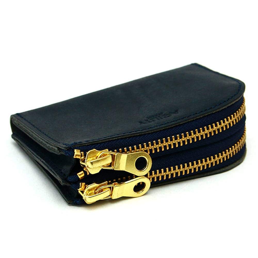 AGILITY affa "Pair" Coin Case, Card Case, Double Zipper, L-Shaped Zipper, Key Ring, Leather