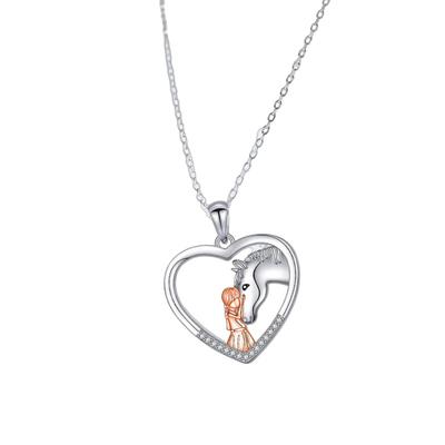 Horse Necklace for Women Girl And Horse Heart Pendant Necklace Sparkling Rhinestone Necklace Jewelry Gift for Horse Lovers Girls Daughter