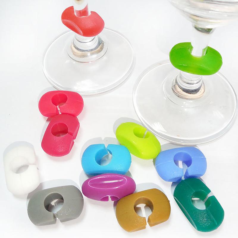 Silicone Wine Glass Marker Drink Bottle Cup Goblet Label Reusable Mug Marking Tag Recognizer Identification Color Random