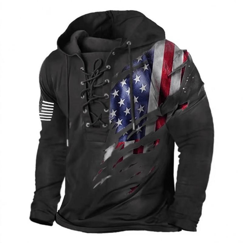 Herren Kapuzenpullover Lockerer Schnitt Mit 3D Digitalem Tierdruck Air Layer Stoff Langarm Freizeit Oberteil Alles