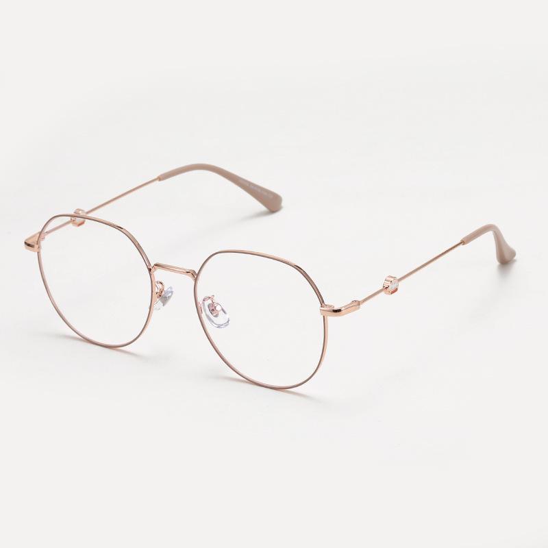 Shinchan Large Polygon Metal Eyeglass Frame - Korean Style Slimming Women's Myopia Glasses